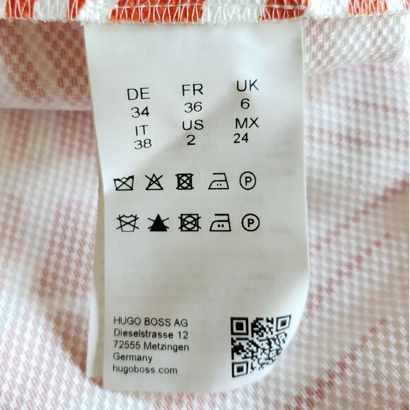 HUGO BOSS Vasara tropical palm leaf print a-line skirt orange white Size 2 NEW - Picture 5 of 8